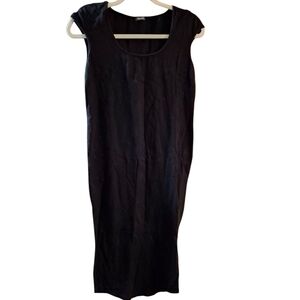 Monrow Dress S Fill Length Black Cotton Cap Sleeve Maxi Soft Flowy StretchDimen
